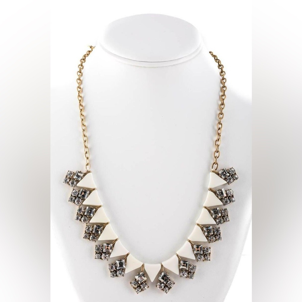 J.Crew Necklace Statement enamel square Rhinestone Crystal Necklace Gold jewelry